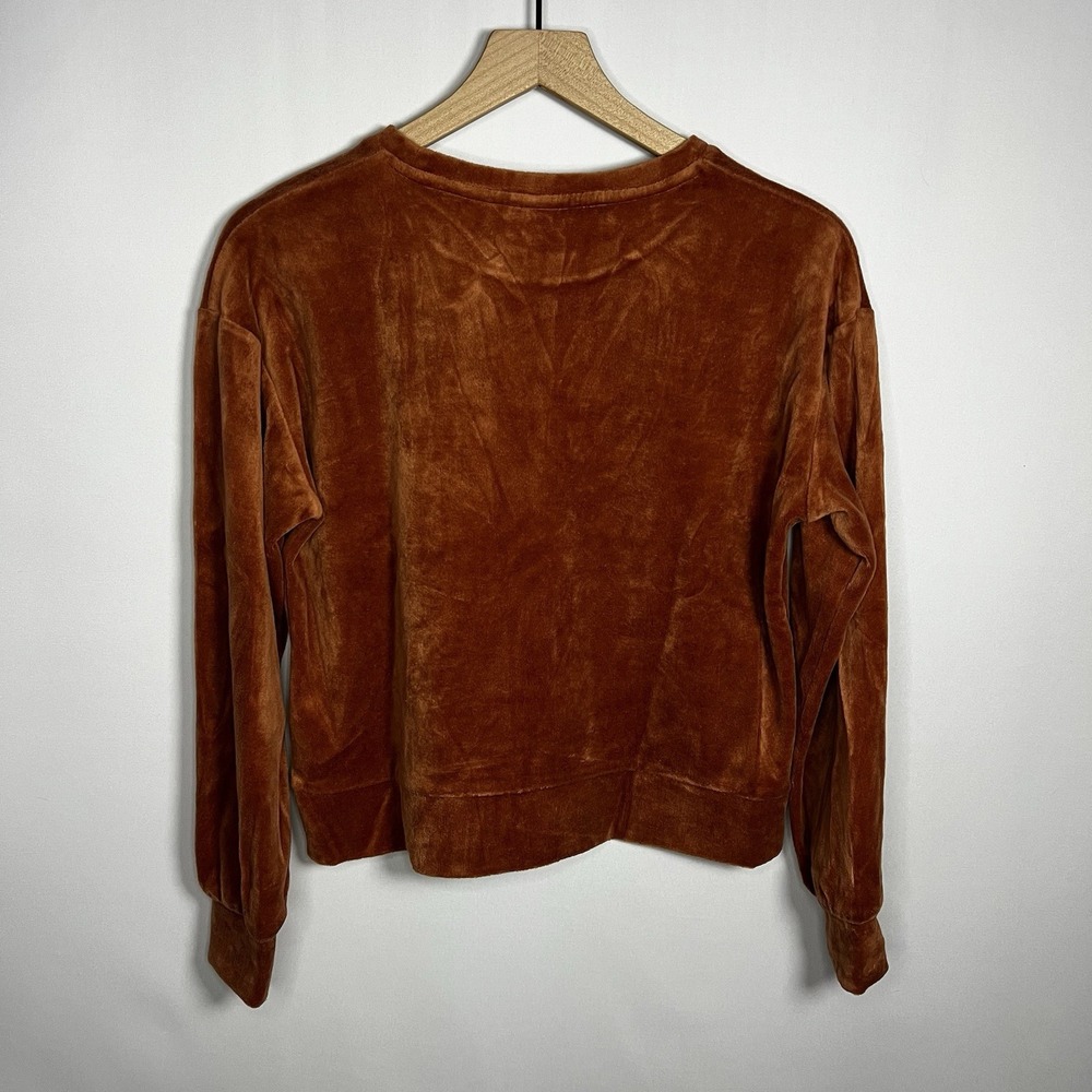 Cat & Jack Shirt Girls Sz XL Rust Orange Velvet Boat Neck Long Sleeve Blouse Top - Picture 7 of 7